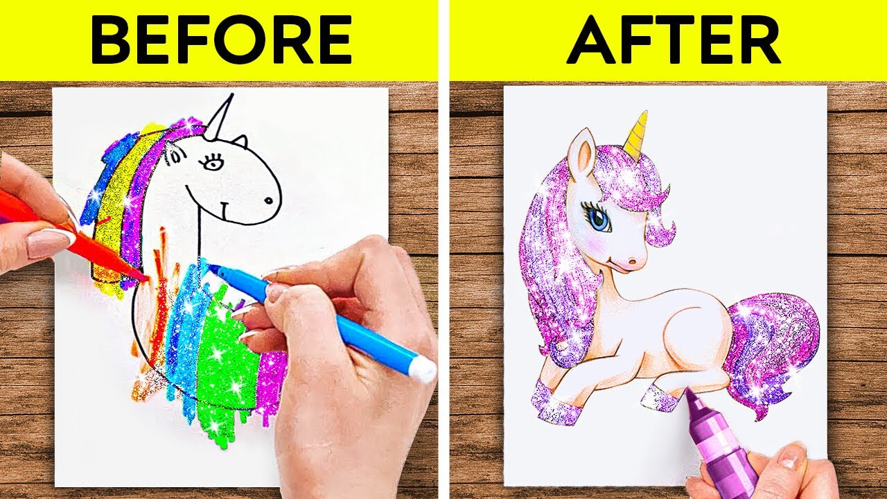 AWESOME ART HACKS & SCHOOL DIY IDEAS || Crazy Art Challenges By 123GO ...