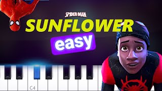 Post Malone, Swae Lee - Sunflower (Spiderman) EASY SLOW PIANO TUTORIAL