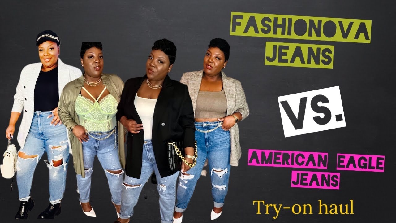 Fashion Nova Jeans vs American Eagle Jeans #fashionnovacurve #fashionnova  #americaneagle #plussize 