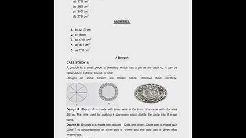 Maths Class 10th Chapter 12 / Areas Related to Circles /Case Study MCQ Questions/CBSE/NCERT/KVS