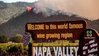 SKY7 shows massive Glass Incident producing thick smoke and flames over Napa, Sonoma counties