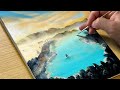 How to Draw a Beautiful Sunset View / Acrylic Painting for Beginners