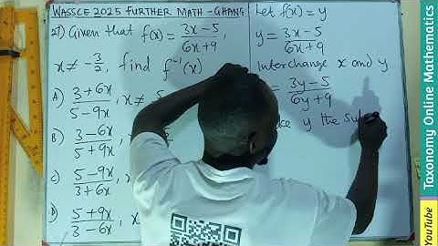 WASSCE 2025 Further Mathematics Past Question | Inverse of a Function Solution (Qn 27, Sec. A) Ghana