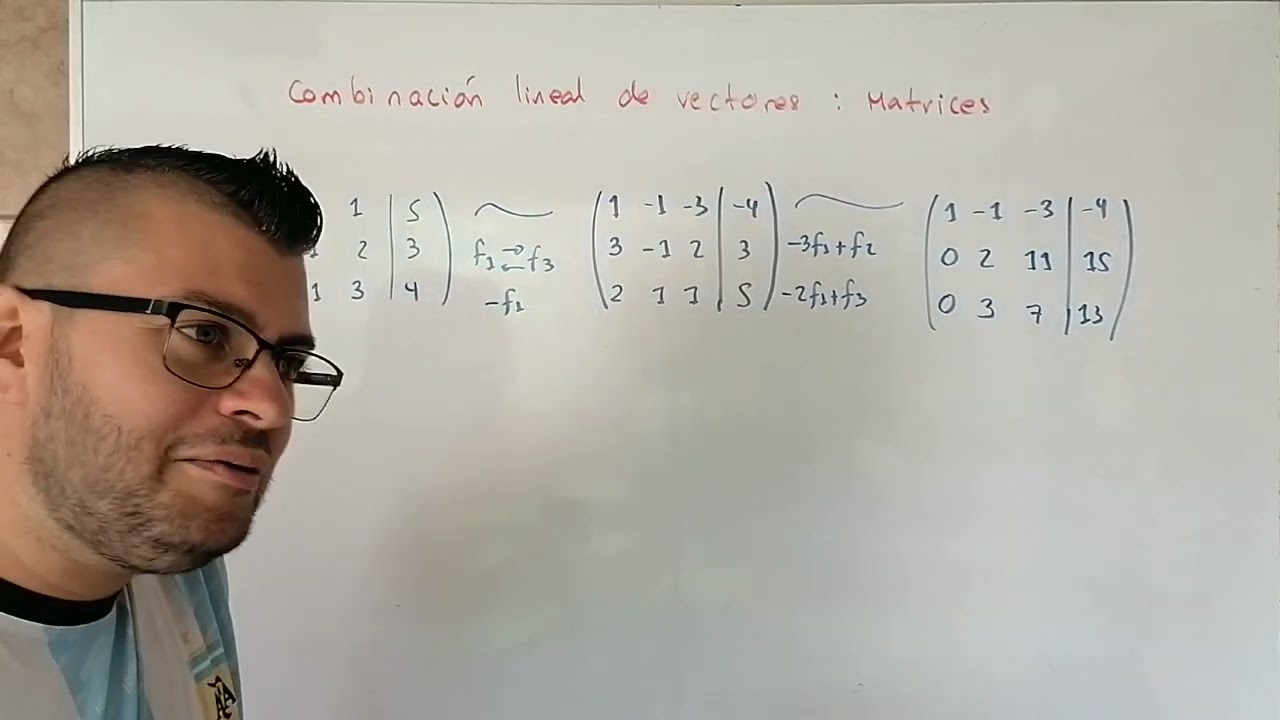 Un ejemplo de combinación lineal de vectores (matrices).