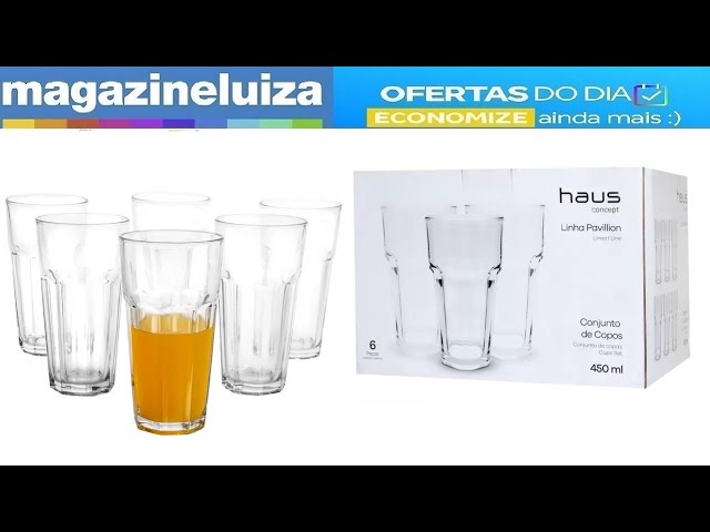 Jogo de Copos de Vidro 330ml 6 Peças Haus - Pavillion - Copos - Magazine  Luiza