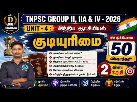 TNPSC EXAM 2026 | UNIT 4 - POLITY | குடியுரிமை - Citizenship |