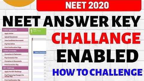NEET 2020 Answer key Challenge Enabled ?How to Challenge NEET Answer key