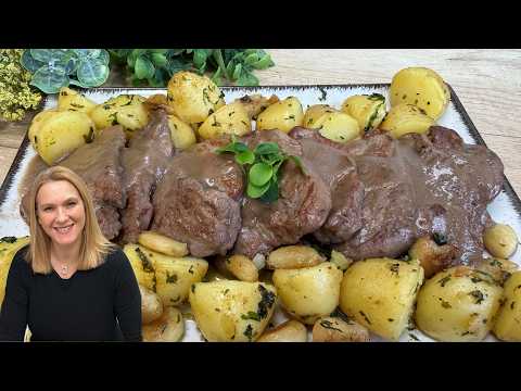 👩‍🍳SOLOMILLO de CERDO🐖 al VINO TINTO🍷😋, con guarnición de patatas al ajillo🥔🧄, ¡receta irresistible!