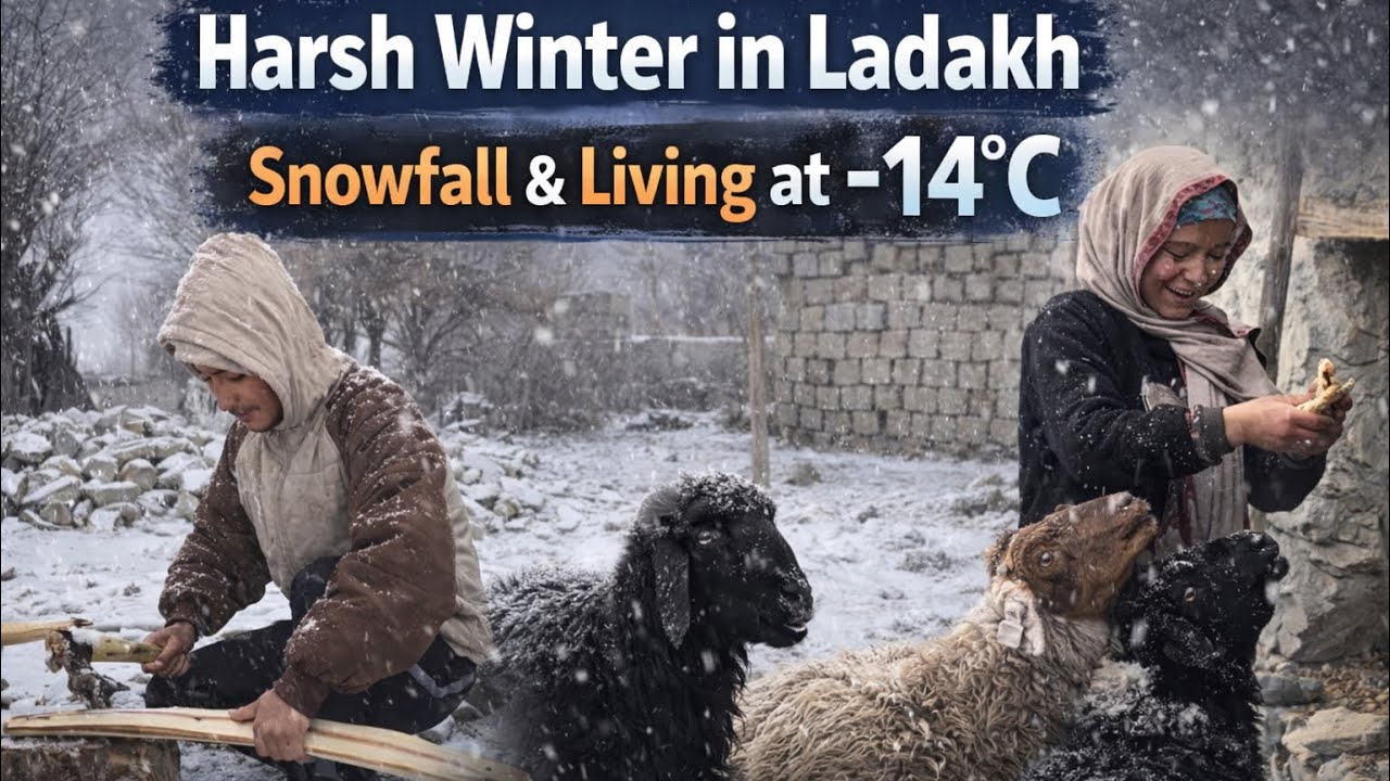 Life in –14°C ❄️ Harsh Winter in Ladakh | Snowfall & Survival