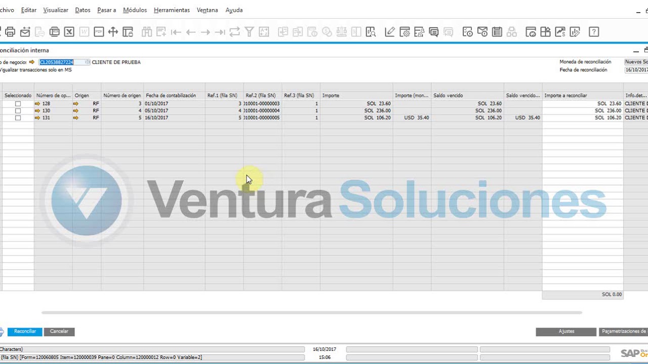 Modulo Tesorería: 03 - Reconciliación de SN