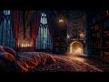 Instant sleep in this cozy castle room  rain fireplace  thunderstorm sounds for 12 hours