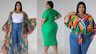 Plus Size Denora Top | Lania Cardigan | Green Shine Dress Fashion Collection