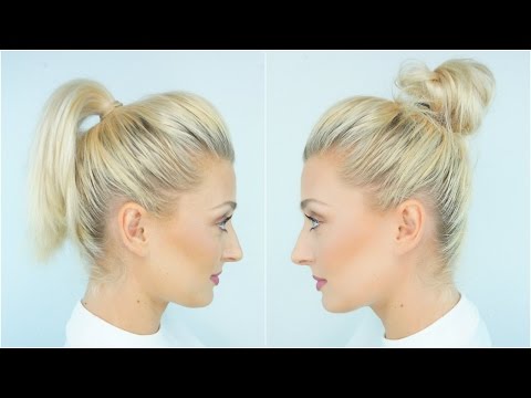 Hoher Pferdeschwanz und MessyBun, mittellange Haare | OlesjasWelt