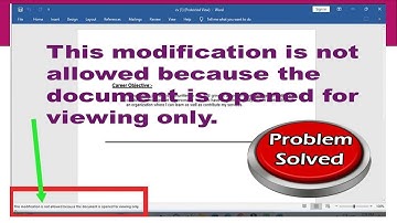 This modification is not allowed because the document is opened for viewing only.| Problem Solve |