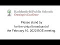 Haddonfield BOE February 10, 2022 Regular Meeting