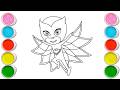 PJ Masks Coloring Pages for Kids | How to Color Catboy, Gekko and Owlette