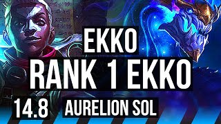 EKKO vs AURELION SOL (MID) | Rank 1 Ekko, 5/0/5, Rank 7 | NA Challenger | 14.8