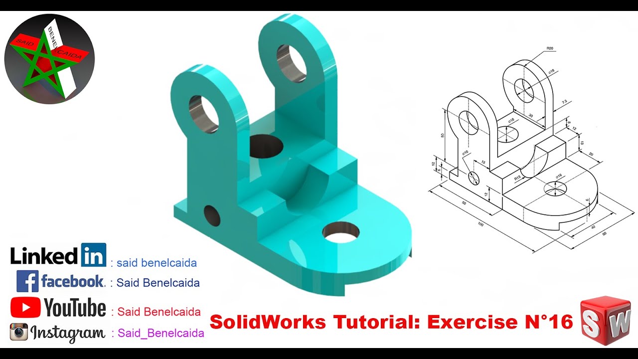 SolidWorks Tutorial For Beginners Exercise 16 - YouTube