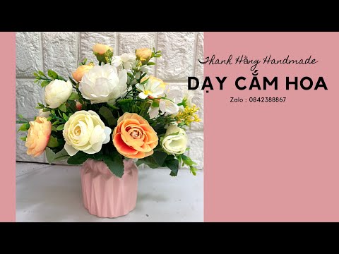 Cách cắm hoa hồng lụa để bàn | Thanh Hằng HandMade | Foci