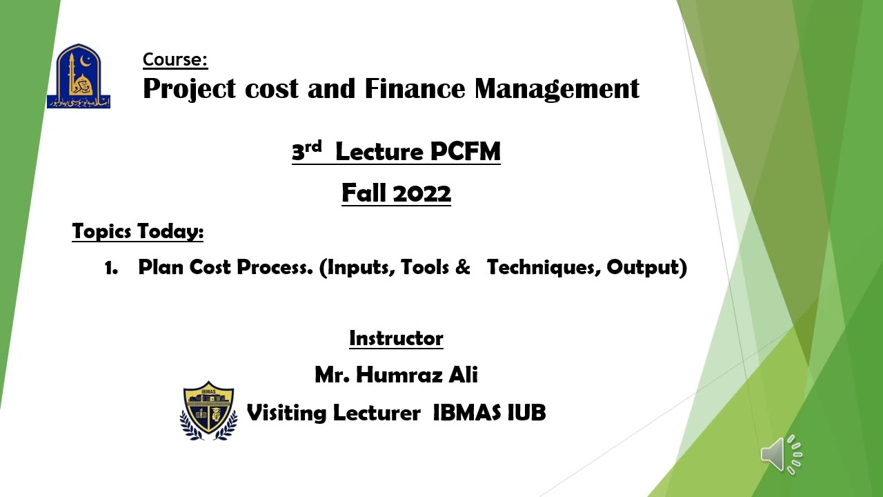 Lec3 PFCM  Plan Cost Management Process
