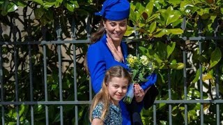 Princess Catherine And Princess Charlotte On Easter Service.