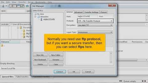 Configuring your website in FileZilla