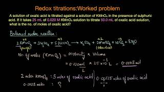 Worked example: Redox titrations | Redox reactions | Chemistry | Khan Academy