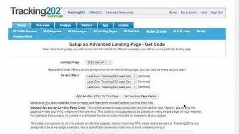Prosper202 Tutorial: Step 6 Getting Advanced Landing Page Codes