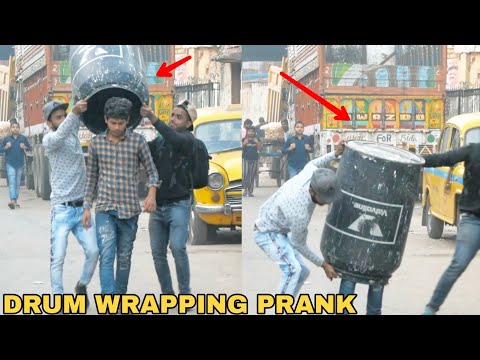 DRUM WRAPPING PEOPLE PRANK PART 1! || PRANK IN INDIA || MOUZ PRANK