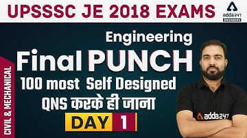 UPSSSC JE 2018 | Civil & Mechanical Engineering | Self Designed Questions #1