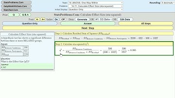 How to Calculate One-Way Within Subjects ANOVA  Effect Size (eta-squared): A Step By Step Solution