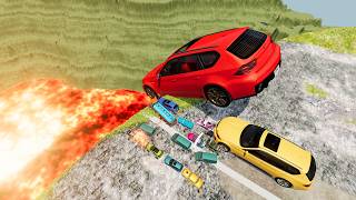 💀 BIG & SMALL CARS vs LEAP OF DEATH #12 🚀🔥 | Jump Challenge | Impala BeamNG screenshot 4
