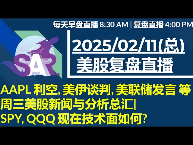 美股直播02/11[复盘] AAPL 利空, 美伊谈判, 美联储发言 等周三美股新闻与分析总汇|SPY, QQQ 现在技术面如何?