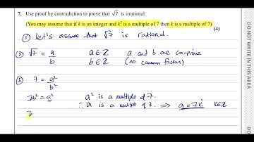 WMA14/01 (Edexcel) IAL P4 June 2023, Q7, Proof by Contradiction, Sqt7 Irrational