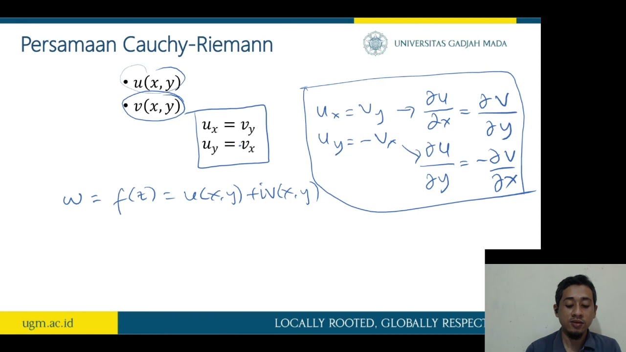 Fungsi kompleks analitik dan persamaan cauchy riemann youtube