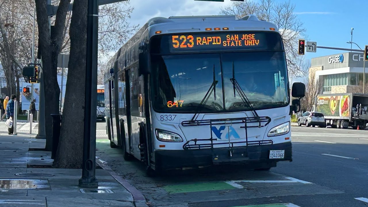 Santa Clara VTA #8337 on Route 523-Rapid (To: 1st & Paseo De San Antonio) From: Valley Fair Mall