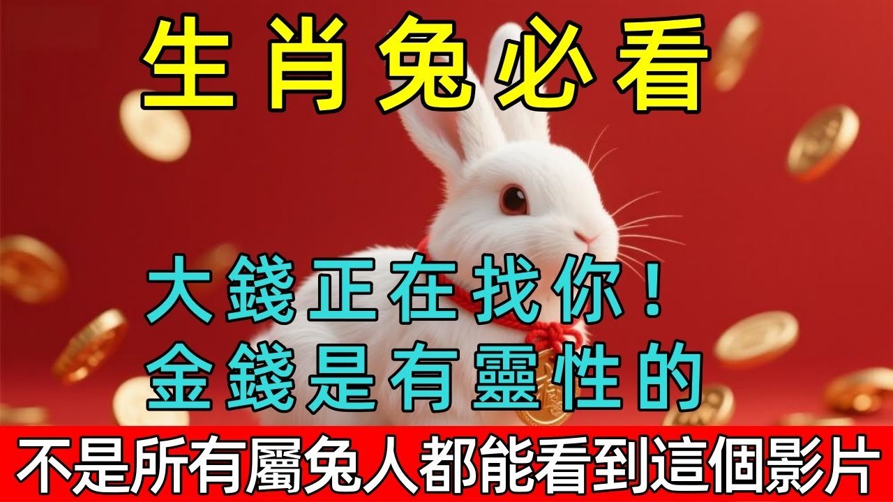 生肖兔必看，大錢正在找你！金錢是有靈性的，不是所有屬兔人都能看到這個影片，這不是偶然！#生肖 #運勢 #命理 #屬相 #風水 #財運 #佛陀 #佛學 #佛法 #佛教 #修行 #智慧 #因果 #佛家