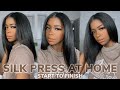 AT HOME SILK PRESS ROUTINE | NO HEAT DAMAGE | CURLY TO STRAIGHT NATURAL HAIR | WASH & STYLE