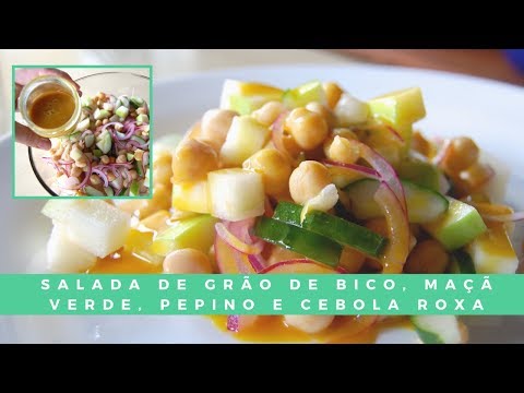 Salada de grão de bico, maçã verde, pepino e cebola roxa, molho mostarda | Drica na Cozinha | Ep#320