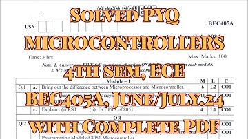 Microcontrollers, Solved PYQ, BEC405A, June/July.24, 22 scheme, ECE branch, with PDF