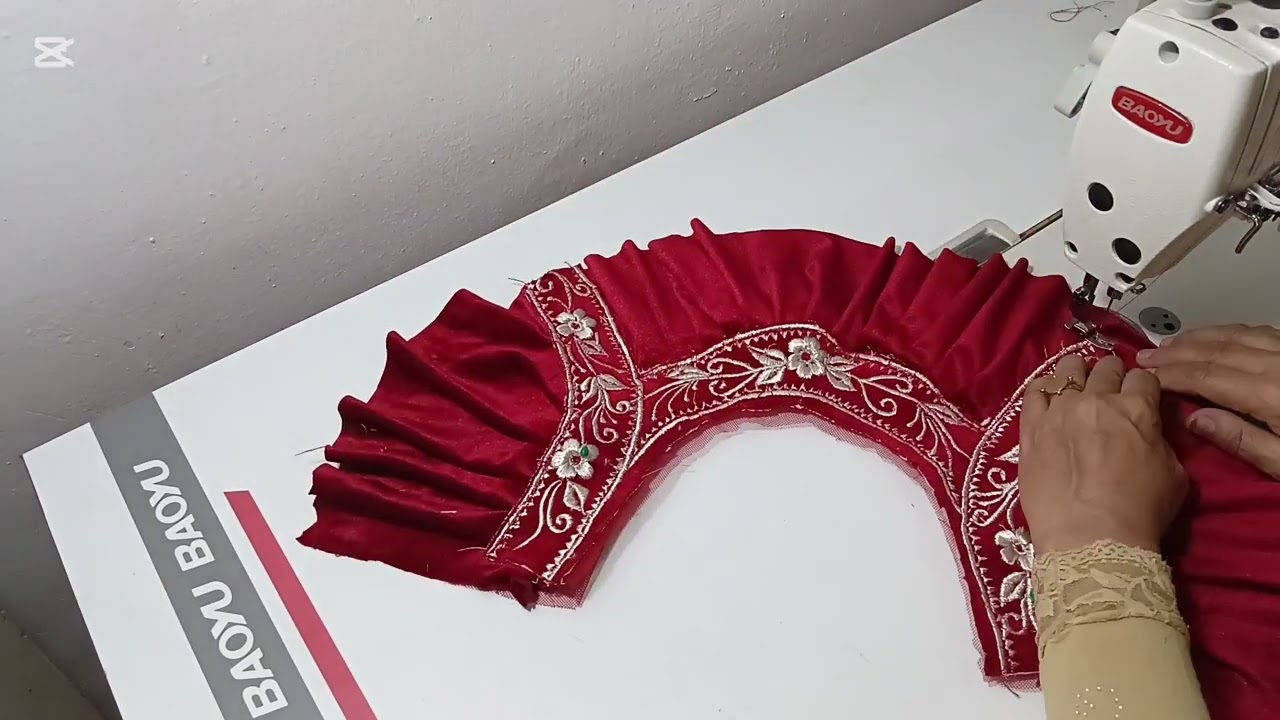 ج 2 من خياطة الصدر الي فصلناه في الاسبوع الماضي خاصة للمبتدات بلوزة عربية