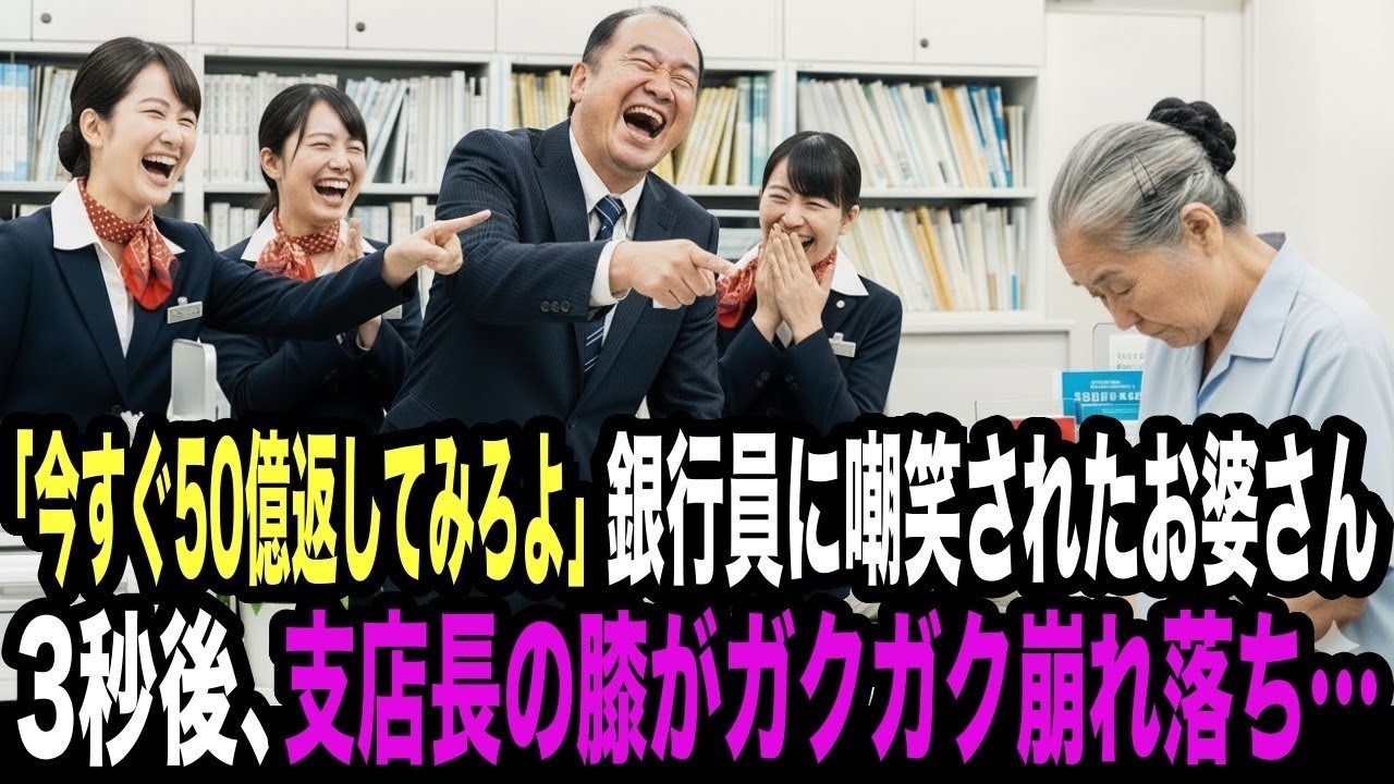 「今すぐ50億返してみろよ」清掃員のお婆さんを嘲笑した銀行員。「いいんですね？」と即日返済し、支店長の膝が支店長の膝がガクガク崩れ落ち…