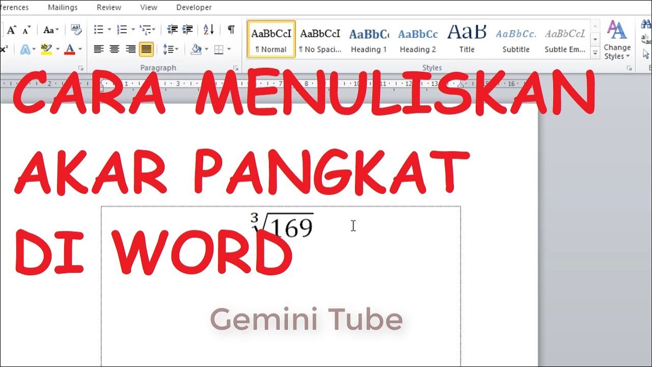 Cara Menampilkan Akar Pangkat Di Ms Word Tips Word Youtube