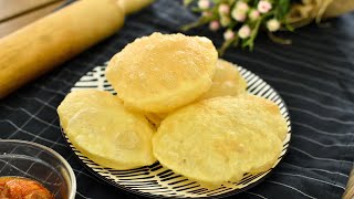 Cara buat roti puri mudah / Puri 4 Bahan (Tanpa Yis) (Sukatan Cawan)