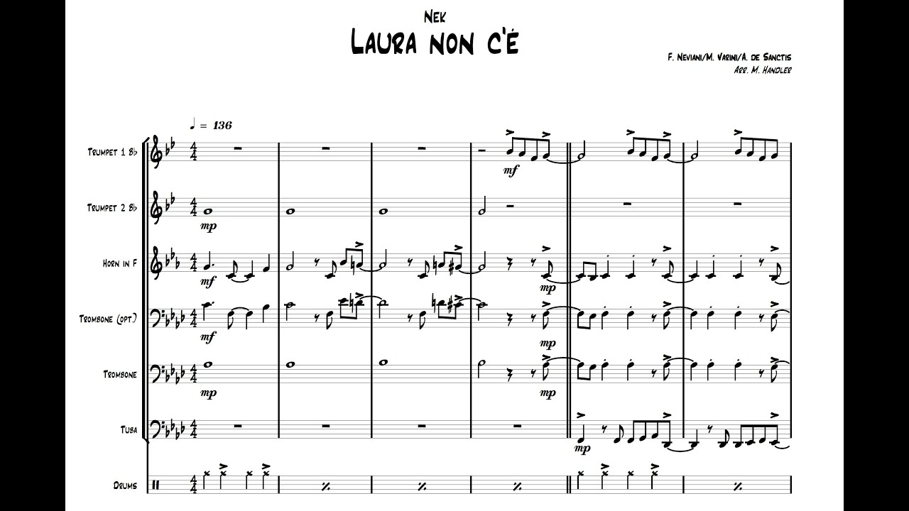 Nek - Laura non c'é for Brass Quintet - YouTube