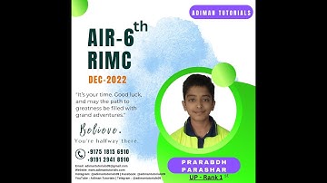 Interview AIR 6 | RIMC Dec 2022 | Prarabdh Parashar #adiman  #rimcdehradun  #defenceacademy  #rimc