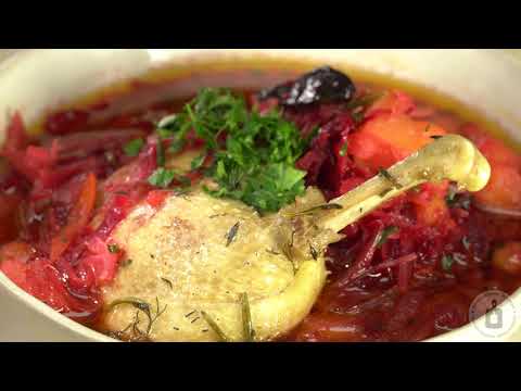 Изысканно, сытно, аппетитно! БОРЩ С УТИНЫМИ НОЖКАМИ, НУТОМ И ЧЕРНОСЛИВОМ, НА УТИНОМ БУЛЬОНЕ