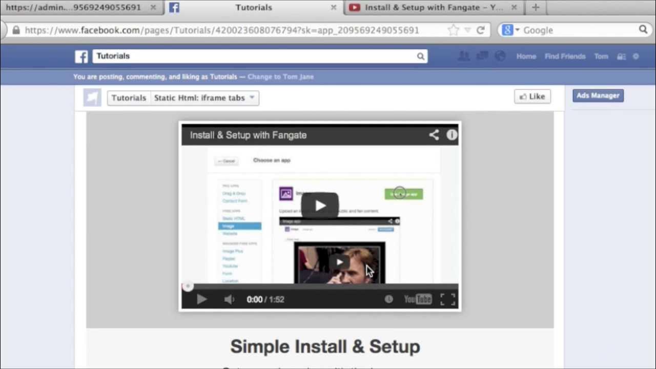 Static html iframe tabs setup youtube