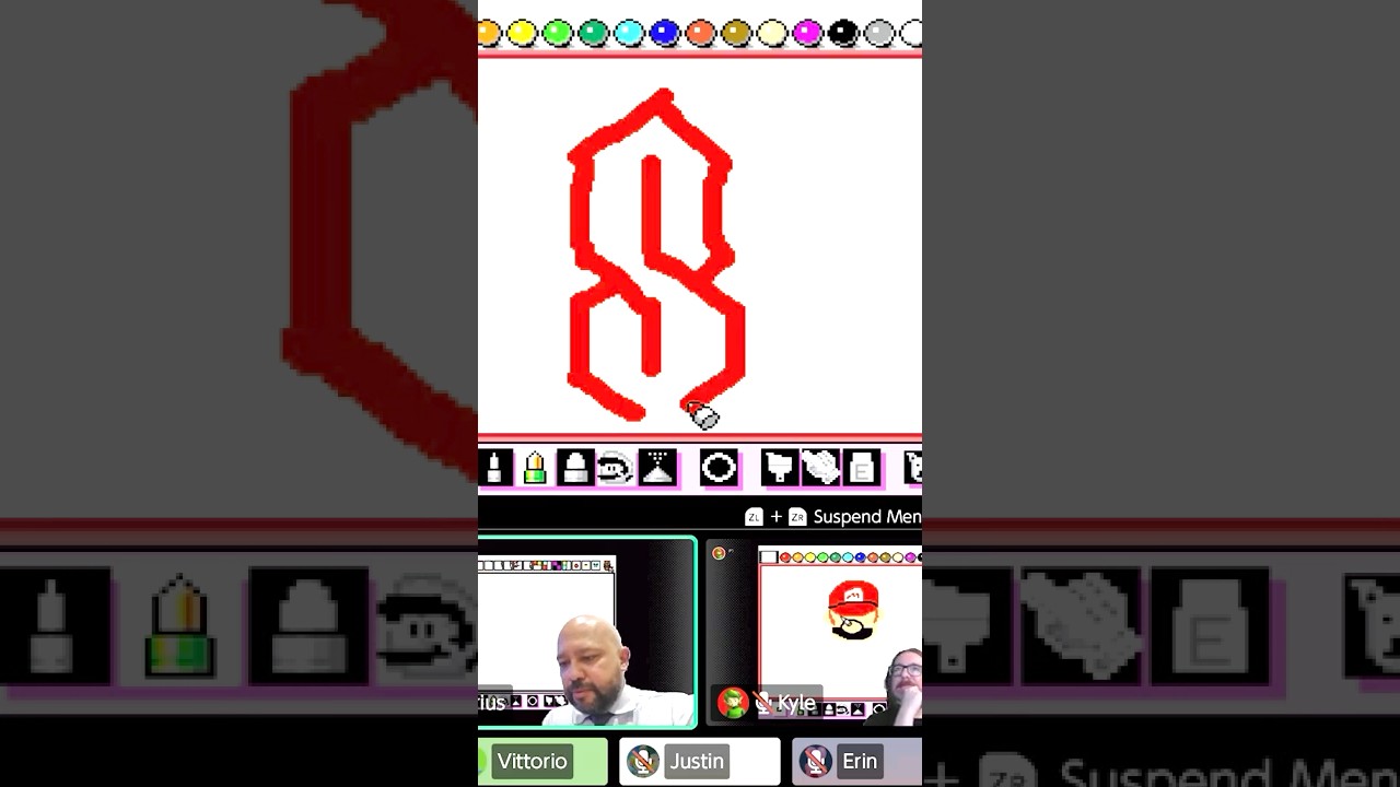 Drawing the "Cool S" in Mario Paint for Nintendo Switch/Switch 2