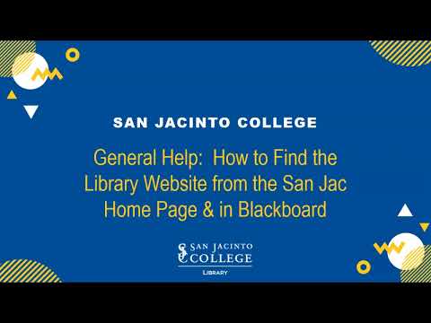 General Help:  How to Find the Library Website from the San Jac Home Page & in Blackboard